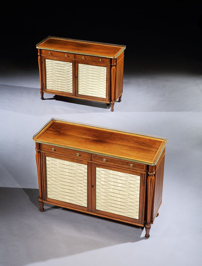A PAIR OF GEORGE III BRASS MOUNTED ROSEWOOD SIDE CABINETS | MasterArt